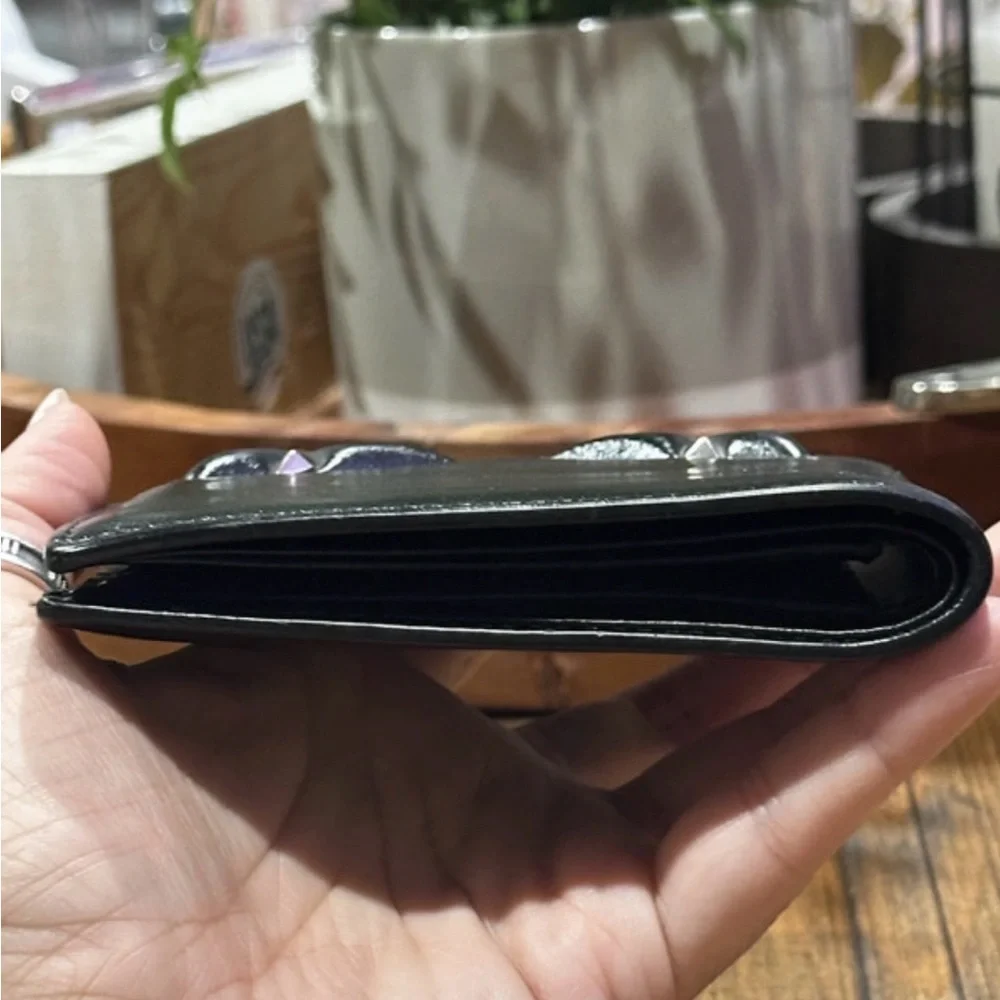Authentic Fendi Bag Bugs Monster Eyes Black Leather Bifold Wallet with Box